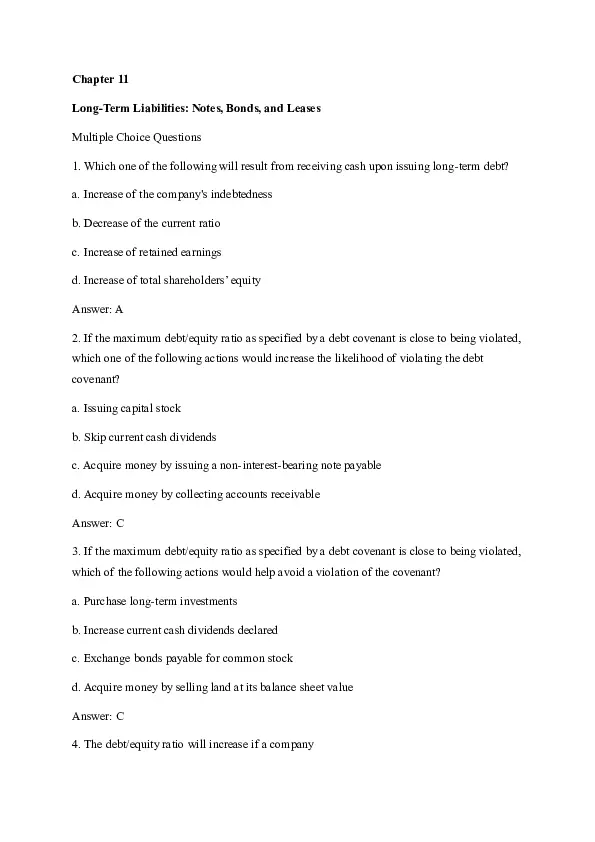 Ch Long Term Liabilities Notes Bonds And Leases Financial