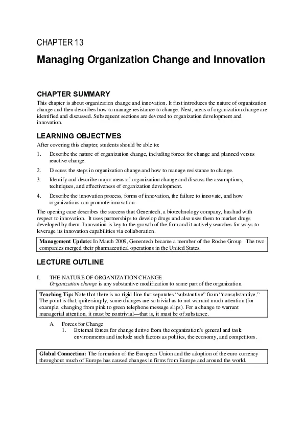 CH 13 Managing Organization Change And Innovation Management