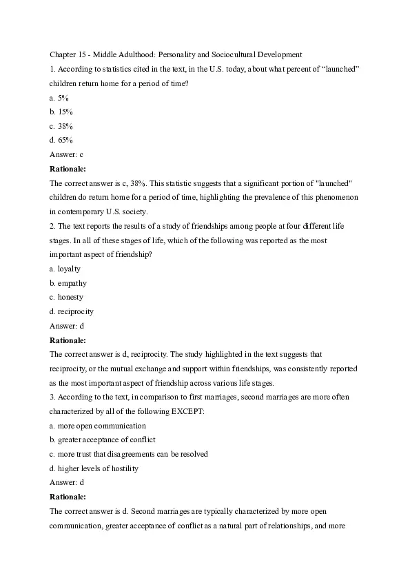 Ch 15 Middle Adulthood Personality And Sociocultural Development Understanding Human 8334