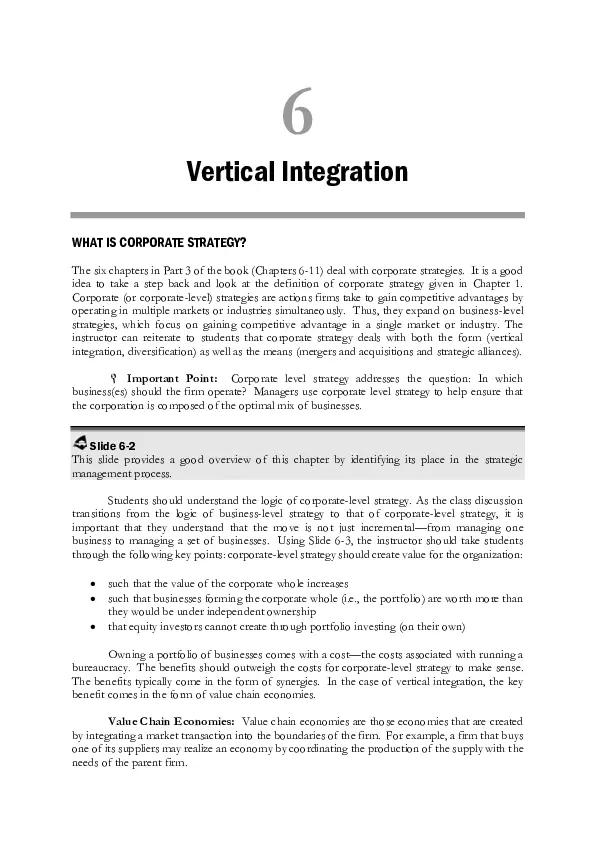 CH-6 Vertical Integration - Strategic Management and Competitive ...