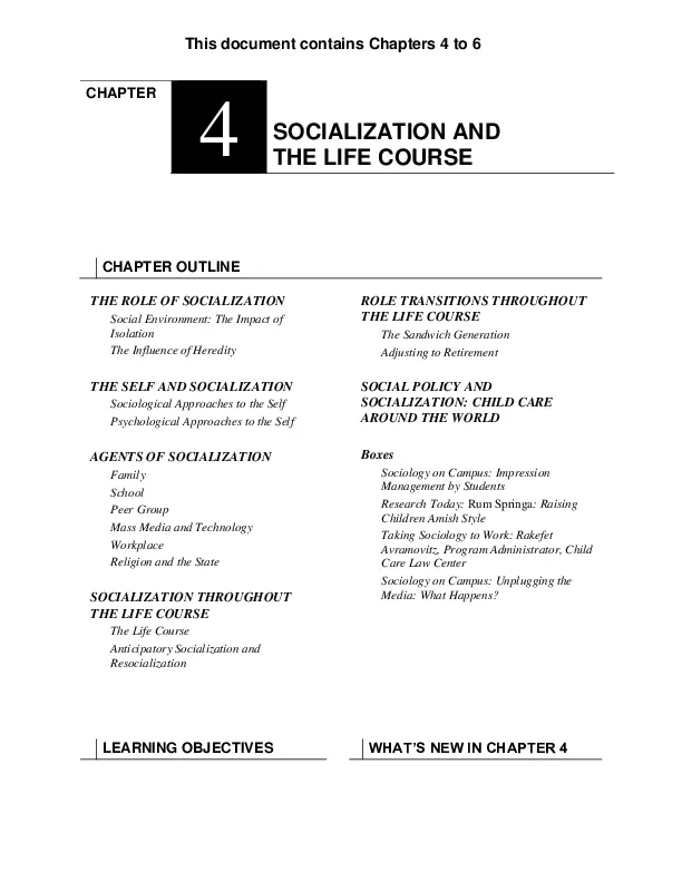 CH-4 Socialization and the Life Course - Sociology: A Brief ...