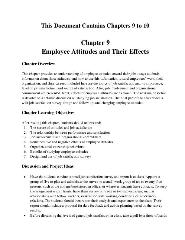 CH-9-10 Employee Attitudes and Their Effects - Organizational Behavior ...