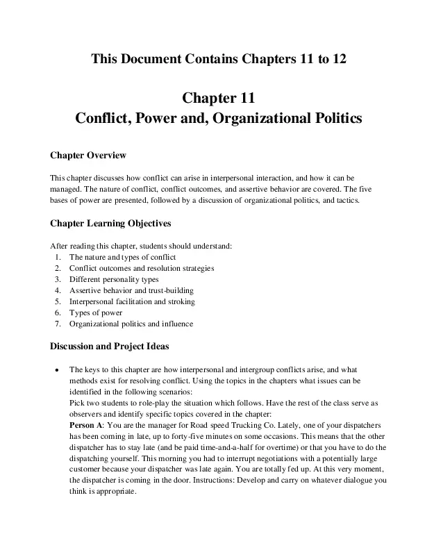 CH-11-12 Conflict, Power and, Organizational Politics - Organizational ...