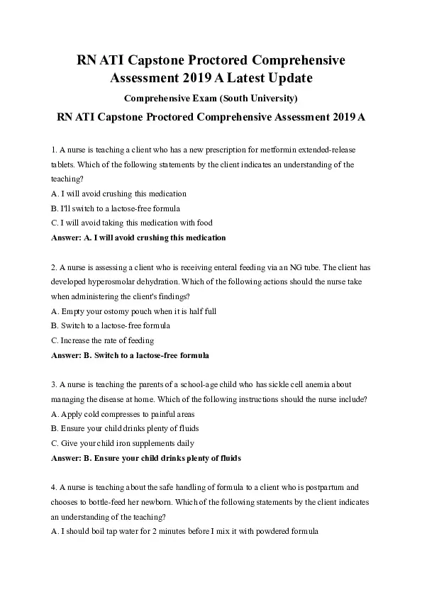 2019 ATI RN Capstone, Proctored, Comprehensive Exam With Answers-234 ...