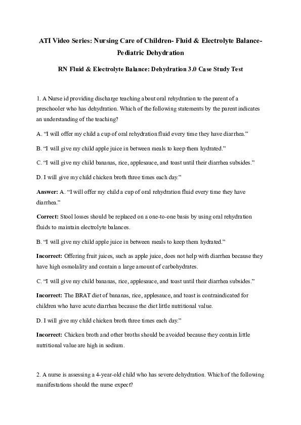 electrolyte balance case study with answers